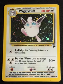 Wigglytuff Swirl 19/130 Pokemon TCG Base Set 2 Holo Foil Rare Card Played LP - Image 1