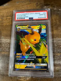 Pokemon 2019 Hidden Fates SM RAICHU GX #20 PSA 10 Gem Mint RARE - Image 1