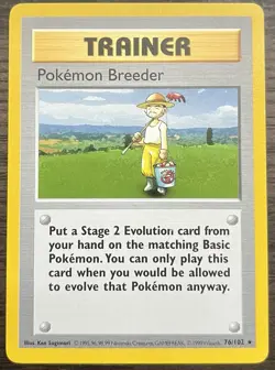 Shadowless Pokemon Breeder 076/102 Pokemon TCG WOTC Base Set LP - Image 1
