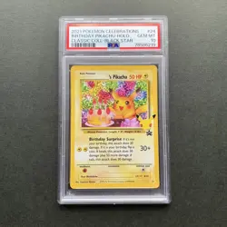 【PSA 10】Birthday Pikachu Promo Holo Pokemon Celebrations Classic Black Star #24 - Image 1