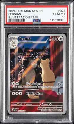 2024 POKEMON SFA EN-SHROUDED FABLE ILLUSTRATION RARE #078 PERSIAN PSA 10 - Image 1