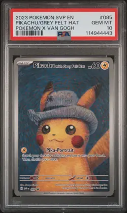 2023 POKEMON SVP EN-SV BLACK STAR PROMO #085 PIKACHU WITH GREY FELT HAT PSA 10 - Image 1
