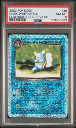 2002 POKEMON LEGENDARY COLLECTION #39 DARK WARTORTLE-REVERSE FOIL PSA 8 - Image 1
