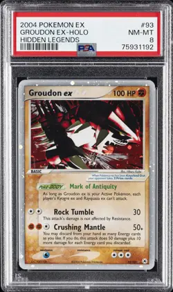 2004 POKEMON EX HIDDEN LEGENDS #93 GROUDON EX-HOLO PSA 8 - Image 1