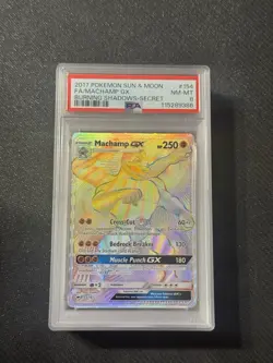 2017 Pokemon Burning Shadows 154/147 Full Art MACHAMP GX Secret Rare PSA MINT 9 - Image 1