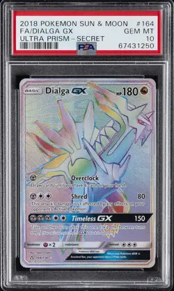2018 POKEMON SUN & MOON ULTRA PRISM SECRET #164 FULL ART/DIALGA GX PSA 10 - Image 1