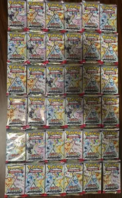 Pokemon Prismatic Evolutions Booster Pack Lot x36 Factory Sealed Loose Packs - Image 1