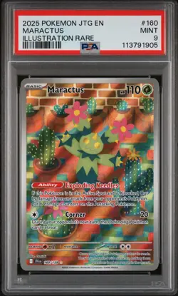 2025 POKEMON JTG EN-JOURNEY TOGETHER ILLUSTRATION RARE #160 MARACTUS PSA 9 - Image 1