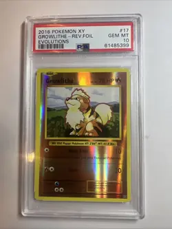 2016 Pokemon XY Evolutions Growlithe #17 Reverse Foil PSA 10 Gem Mint - Image 1