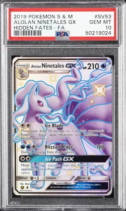 2019 POKEMON SUN & MOON HIDDEN FATES #SV53 FULL ART/ALOLAN NINETALES GX PSA 10 - Image 1