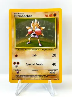 Hitmonchan 7/102 Pokemon Card TCG Base Set Unlimited Holo LP - Image 1
