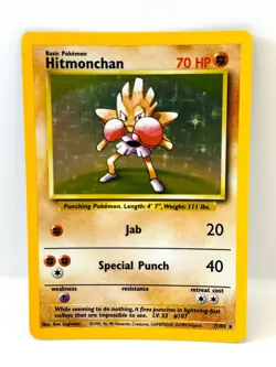 Hitmonchan 7/102 Pokemon Card TCG Base Set Unlimited Holo LP - Image 3