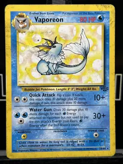 1999 Pokemon Vaporeon Jungle Set 28/64 Regular MP TCG Nintendo WOTC - Image 3
