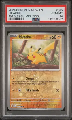 2024 POKEMON MEW EN-151 151 5-PACK MINI TINS #025 PIKACHU PSA 10 - Image 1
