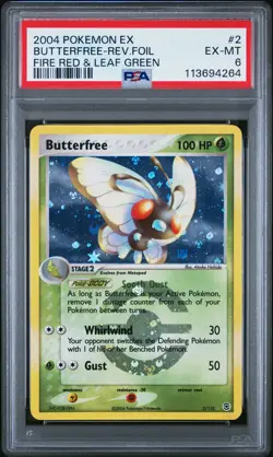 2004 POKEMON EX FIRE RED & LEAF GREEN #2 BUTTERFREE-REVERSE FOIL PSA 6 - Image 1