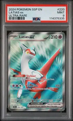 2024 POKEMON SSP EN-SURGING SPARKS ULTRA RARE #220 LATIAS EX PSA 9 - Image 2