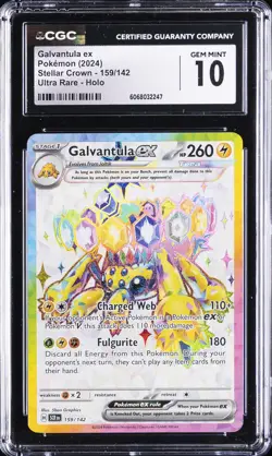 2024 POKEMON STELLAR CROWN - ULTRA RARE - HOLO GALVANTULA EX CGC 10 GEM MINT - Image 1