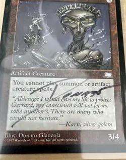 MTG Steel Golem Artifact Creature Artist Signed Donato Giancola 1997 3/4 Card - Image 2