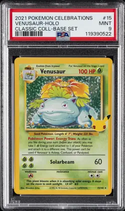 2021 POKEMON CELEBRATIONS CLASSIC COLL #15 VENUSAUR-HOLO PSA 9 - Image 1