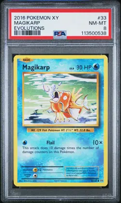2016 POKEMON XY EVOLUTIONS #33 MAGIKARP PSA 8 - Image 1