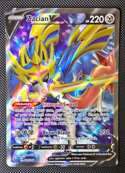 Pokemon Card - Zacian V 195/202 - Sword & Shield Base Set - Full Art - M/NM - Image 1
