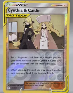 Cynthia & Caitlin 189/236 2019 S&M Cosmic Eclipse Pokemon Card Reverse Holo NM - Image 1