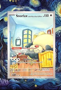 Pokemon Snorlax With Munchlax And Mew Van Gogh ACG Art Promo Custom Card - Image 2