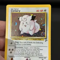 2000 Pokemon CLEFAIRY Base Set 2 HOLO RARE Card 6/130 WotC 2nd Edition SWIRL NM+ - Image 2