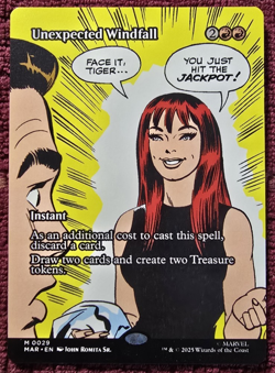Unexpected Windfall (Borderless) (M) MTG Marvel's Spider-Man Eternal MINT - Image 1