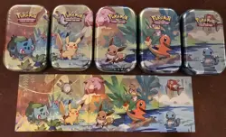 Pokemon TCG Kanto Friends Empty Mini Tins-Complete Art Set With Connecting Cards - Image 1