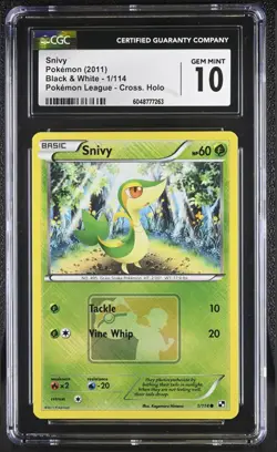2011 Pokemon League Snivy Cross Hatch Holo Promo #1/114 B&W CGC GEM MINT 10 - Image 1