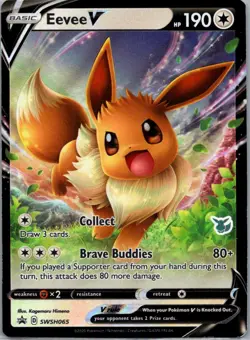 Pokemon TCG Eevee V SWSH065/307 SWSH Black Star Promos NM - Image 1