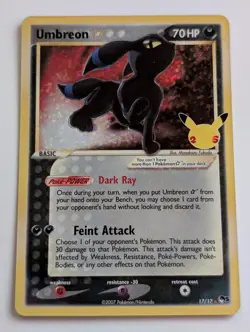 Umbreon 17/17 Celebrations: Classic Collection Holo Pokemon TCG NM - Image 1