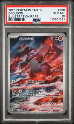 2023 POKEMON PAR EN-PARADOX RIFT ILLUSTRATION RARE #199 GROUDON PSA 10 - Image 1