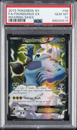 2015 POKEMON XY ROARING SKIES #98 FULL ART/THUNDURUS EX PSA 10 - Image 1