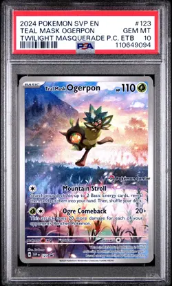 2024 POKEMON TWM POKEMON CENTER ETB PROMO SVP #123 TEAL MASK OGERPON PSA 10 - Image 1