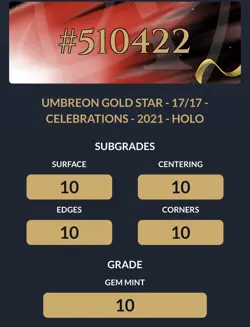 Umbreon Gold Star 17/17 Celebrations Pokemon TCG Gem Mint Ace 10 - Image 2
