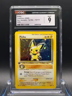 CGC 9 MINT ✨ - Pichu 12/111 Neo Genesis Holo 1st Edition - 2000 Pokemon - Image 1