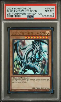 2023 Yu-Gi-Oh! Blue-Eyes White Dragon 25th Anniversary Edition LOB-EN001 PSA 8 - Image 1