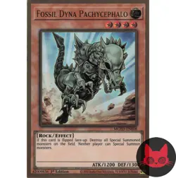 Yugioh Fossil Dyna Pachycephalo MGED-EN008 Gold Rare 1st Edition NM - Image 1