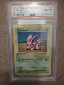 PSA 10 Pokemon Nidoran 1st Edition Shadowless Base Card Set 1999 55/102 - Image 1