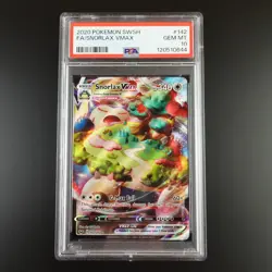 PSA 10 Snorlax Vmax 142/202 Pokemon Sword and Shield Base Holo Graded Card - Image 1