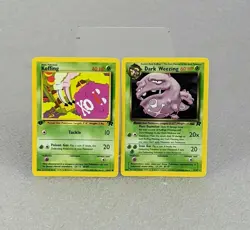 2 Pokemon Cards Non-Holo Dark Weezing & 1st Edition Team Rocket Koffing English - Image 1