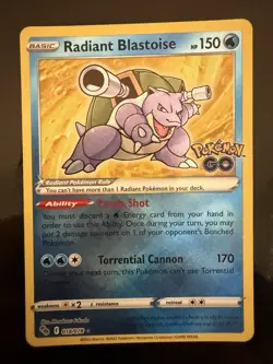 Pokemon Go TCG Radiant Blastoise Holo Rare Card 018/078 Mint Condition - Image 1