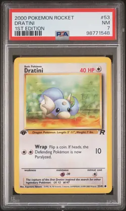 2000 POKEMON ROCKET 1ST ED #53 DRATINI PSA 7 - Image 1