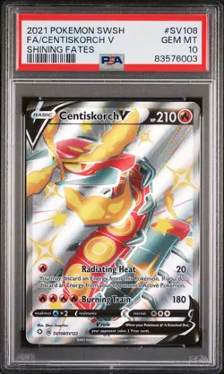 PSA 10 GEM MINT Centiskorch V SV108/SV122 Shining Fates Shiny Vault Holo Pokemon - Image 1
