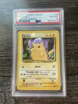 PSA 10 💎 GEM MINT 1999 BASE SET POKEMON PIKACHU YELLOW CHEEKS 58/102 #58 GRADED - Image 1