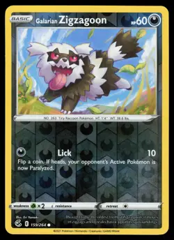 Galarian Zigzagoon 159/264 Reverse Holo Pokemon Fusion Strike LP - Image 1