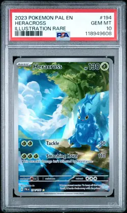 2023 POKEMON PAL EN-PALDEA EVOLVED ILLUSTRATION RARE #194 HERACROSS PSA 10 - Image 1