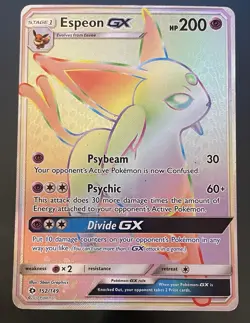 Espeon GX Rainbow Secret Rare Pokemon TCG Card 152/149 Sun & Moon - Image 1